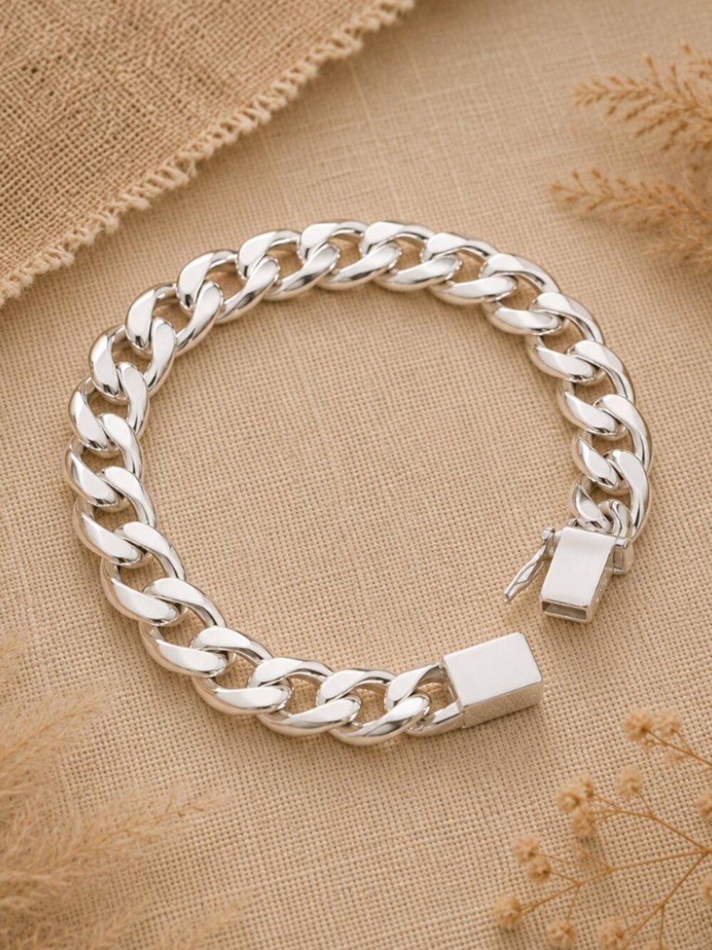 925 Sterling Silver 10 MM  Chain Link Bracelet